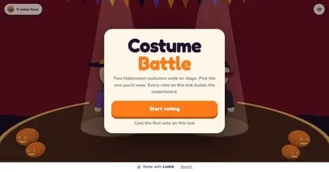 Costume Battle: the game's start screen