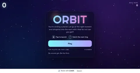Orbit: the game's start screen