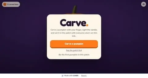 Carve: the game's start screen