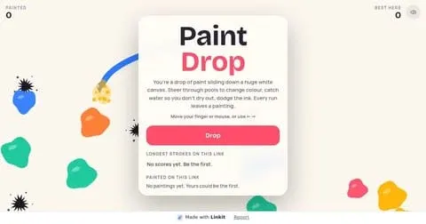 Paint Drop: the game's start screen