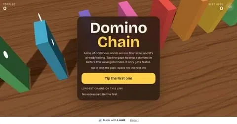 Domino Chain: the game's start screen