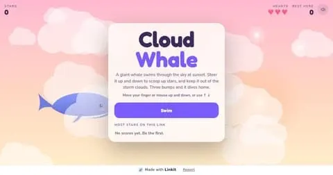 Cloud Whale: the game's start screen