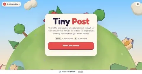 Tiny Post: the game's start screen