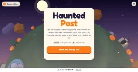 Haunted Post: the game's start screen